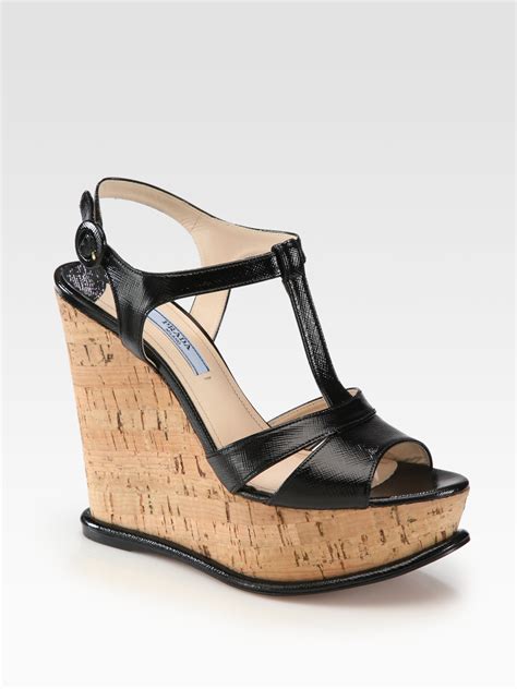 prada leather & brocade wedge sandals|prada leather types.